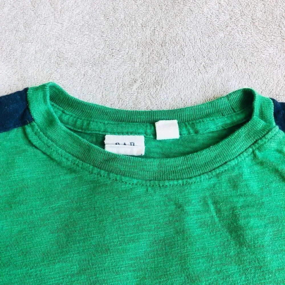 Gap Boys Green w/ Navy Stripe Long Sleeve T-Shirt
